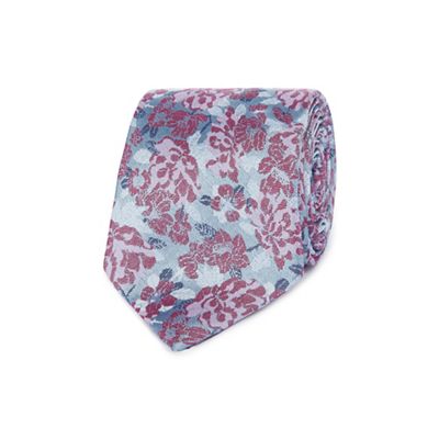 Pink floral silk tie